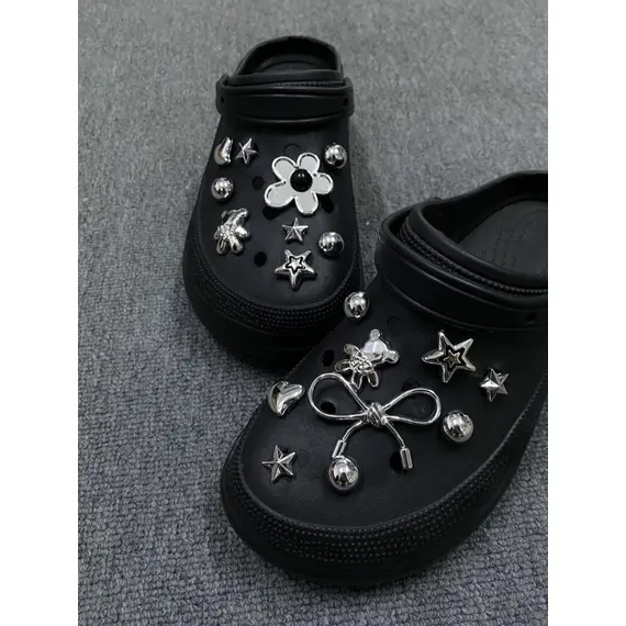 18pcs Detachable Diamond-Encrusted Electroplated Bear Shoe Accessories, Suitable For Clogs, Beach Shoes And Sandals