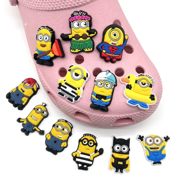 12-36Pcs Potdemiel Minion Cartoon Shoe Charms For Slides Sandals,PVC Shoe Decorations Accessories For Christmas Birthday Gift