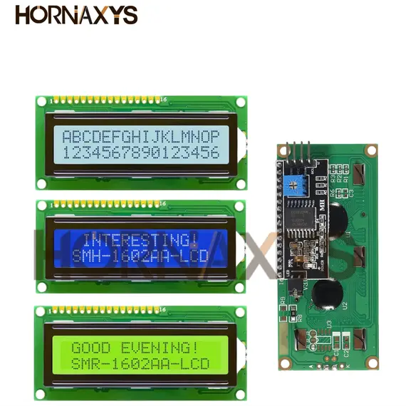 LCD1602+I2C Module Blue / Yellow Green Screen 16x2 Character LCD Display PCF8574T PCF8574 IIC I2C Interface 5V