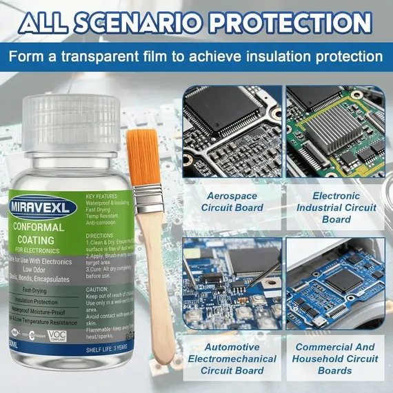 PCB Conformal Coating Clear Waterproof Insulating Varnish Fast Dry Electronic Circuit Board Protection Paint + Brush