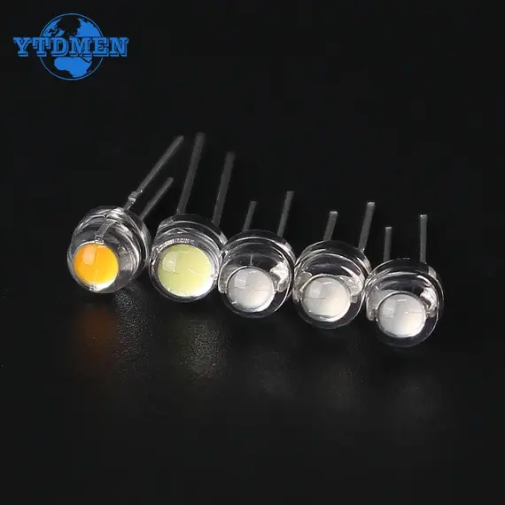 100pcs LED Diode F5 Super Bright Straw Hat LED 5mm Light Emitting Diodes Blue Green Red Yellow White, for DIY Electronic