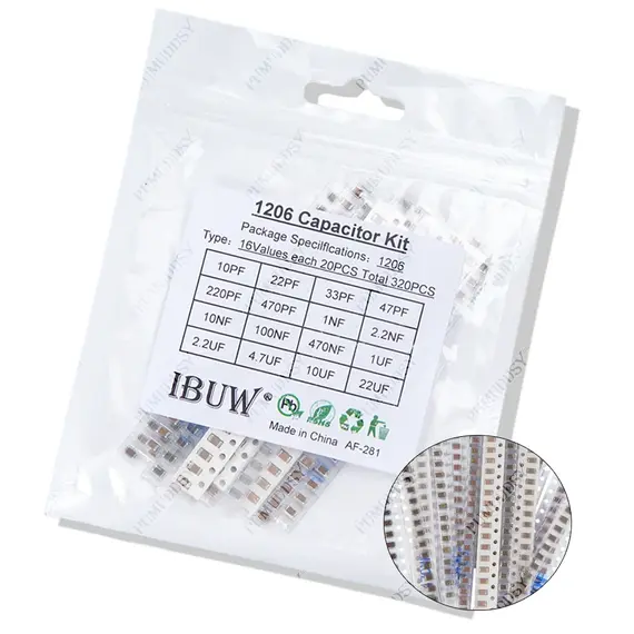 320PCS 720PCS 2500PCS 0603 0805 1206 SMD Capacitor Kit Assorted Kit 16/36/50Values PUMUDSY 1PF ~ 1UF