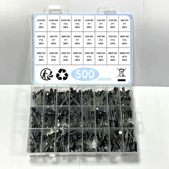 1000Pcs/lot 0.1UF-1000UF 15/24/36Values Aluminum 10-50V Mix Electrolytic Capacitor Assorted Kit And Storage Box