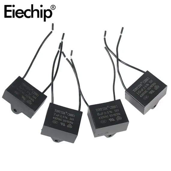 5PCS CBB61 Fan Starting Capacitor 450V 0.8uF 1uF 1.2uF 1.5uF 1.8uF 2uF 2.5uF 3uF 3.5uF 4uF 5uF 6uF 7uF 8uF 10uF  Fan Ceiling