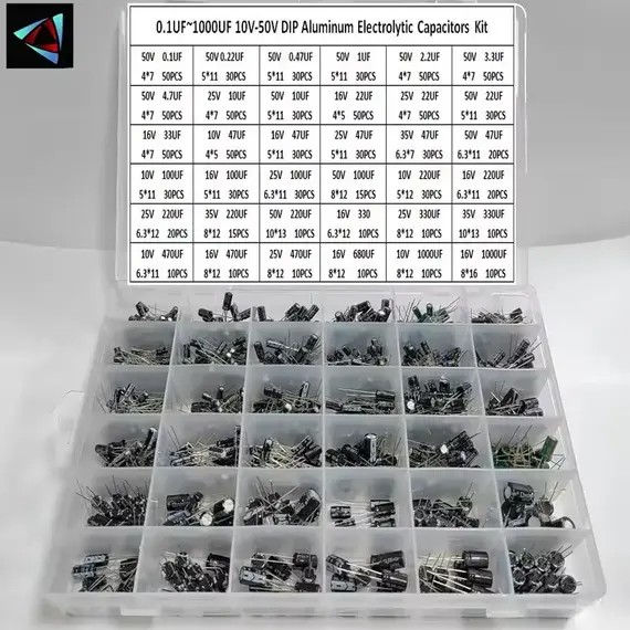 1000Pcs/lot 0.1UF-1000UF 15/24/36Values Aluminum 10-50V Mix Electrolytic Capacitor Assorted Kit And Storage Box
