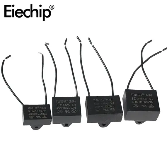 5PCS CBB61 Fan Starting Capacitor 450V 0.8uF 1uF 1.2uF 1.5uF 1.8uF 2uF 2.5uF 3uF 3.5uF 4uF 5uF 6uF 7uF 8uF 10uF  Fan Ceiling