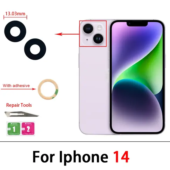 Camera Glass Lens Back Rear Camera Glass Lens with Glue Replacement Repair Spare Parts For iPhone 11 Pro Max 14 Plus 13 12 Mini
