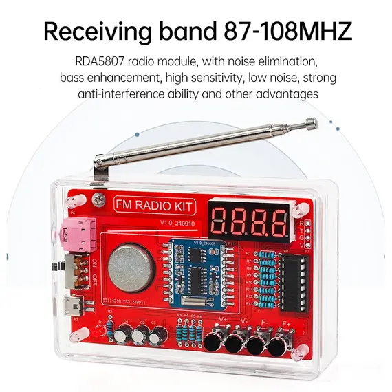 RDA5807 87-108MHz FM Radio DIY Radio Soldering Kit Suitable for School Teaching and DIY Enthusiasts Etc.