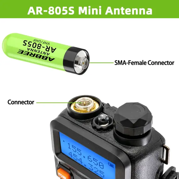ABBREE AR-805S Mini Antenna Walkie Talkie SMA-Female UHF VHF Dual Band High Gain For Baofeng UV-5R Mini UV-21 PRO Ham Radio