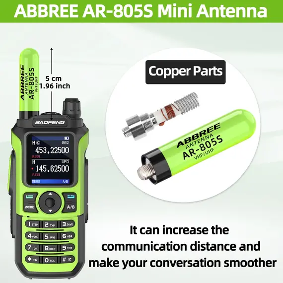 ABBREE AR-805S Mini Antenna Walkie Talkie SMA-Female UHF VHF Dual Band High Gain For Baofeng UV-5R Mini UV-21 PRO Ham Radio