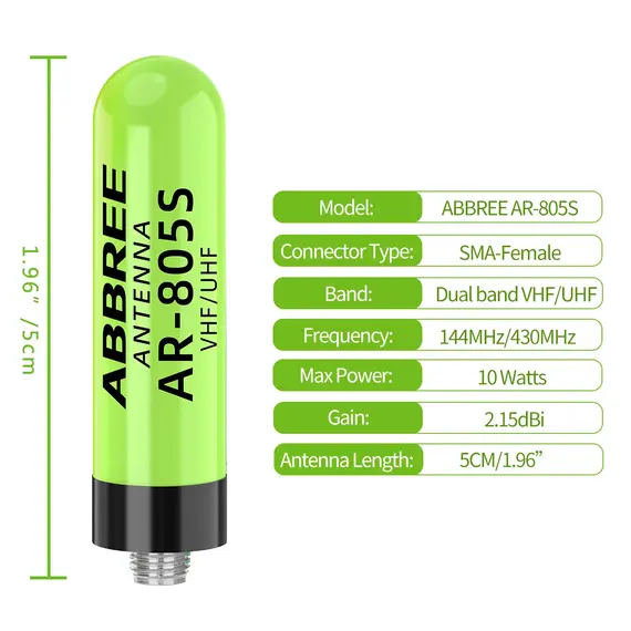 ABBREE AR-805S Mini Antenna Walkie Talkie SMA-Female UHF VHF Dual Band High Gain For Baofeng UV-5R Mini UV-21 PRO Ham Radio