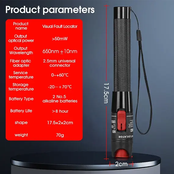 Visual fault locator 1/10/20/30/50/60/80MW Fiber Optic Cable Tester Tool FTTH Optical Fiber Tester SC/FC/ST 2.5mm Interface VFL