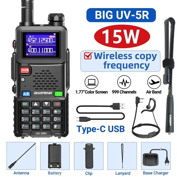 Baofeng UV 5RH 10W Air Band Walkie Talkie Long Range Wirless Copy Frequency Type-C Baofeng UV 5R MINI UV 21 PRO 2 Way Ham Radio
