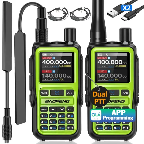 1/2PCS BAOFENG UV-5R Mini Walkie Talkie Dual PTT Wireless Bluetooth Programming Multi-Band Type-C Charge Long Range Ham Radio