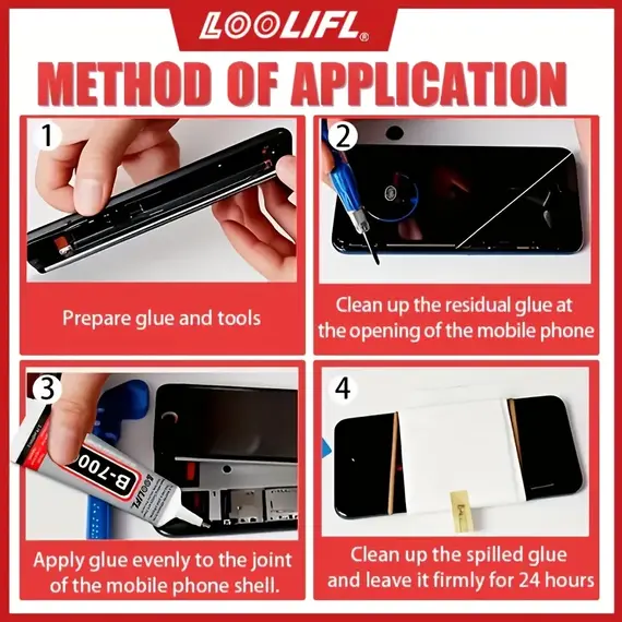 B7000 Special Glue for Mobile Phone Repair, Jewelry Glue, Easily Solves the Problem of Screen Frame Detachment! Transparent, Traceless, Non-Hardening, High Adhesion, Waterproof, Easy to Remove Comes with a Precision Ne