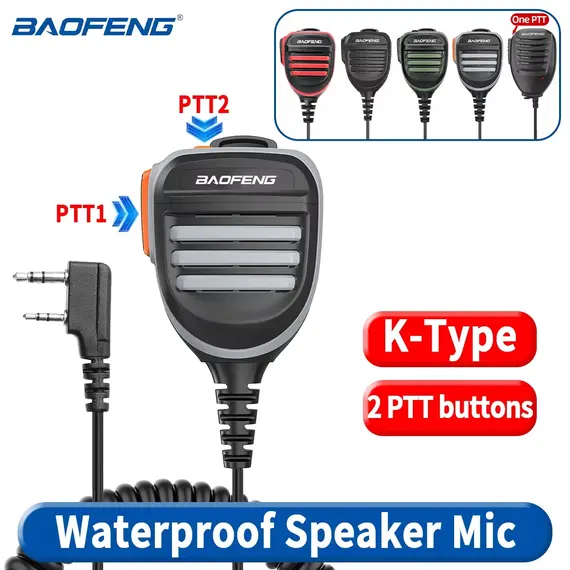 BaoFeng BF-780 2 Pin PTT  Waterproof Speaker Microphone For UV-5R UV-21 UV17 Two Way Radio QuanSheng UV-K5 UV-K6 UV-5RH 21 17 PR