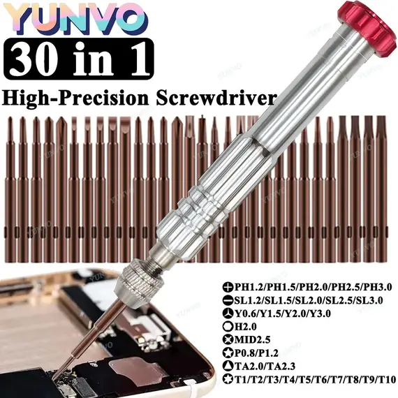 30 in 1 Magnetic Precision Screwdriver Set, S2 Steel Bits, Phone Watch Glasses Repair Tool Kit for iPhone Android