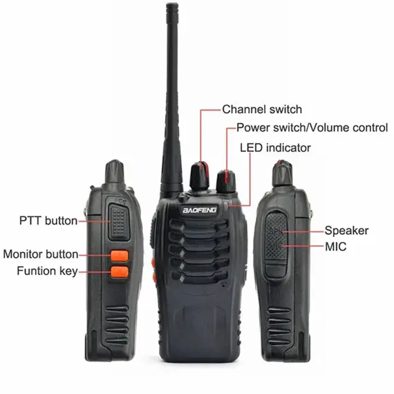 2PCS Baofeng BF 888S Walkie Talkie UHF BF888S Long Range Two Way Ham Portable Radio Transceiver for Hunting Hotel Receiver