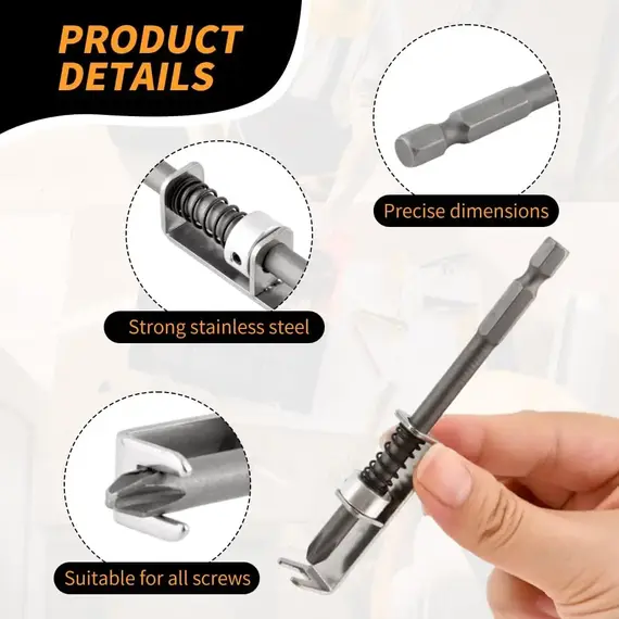 Spring-Loaded Screw Holder Drill Bit Anti-Drop Screwdriver Bit Fixing Clamp Set Screw Holder Drill Bit Phillips Screwdriver Bit