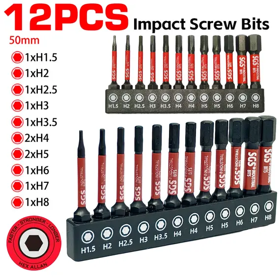 12/24 Piece Industrial-Grade Durable Impact Bit Set, Made of S2 Alloy Steel, Impact-Resistant and Anti-Breakage, Dual Standard (Imperial/Metric) Anti-Slip Precision Bits, the Best Partner for Power Tools, Recommended by Maintenance Engineers