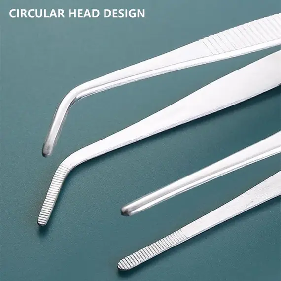 Stainless Multifuctional Steel Elbow Tweezers Aquarium Clip Long Tongs Non-slip Tweezers Forceps Pet Feeding Tools