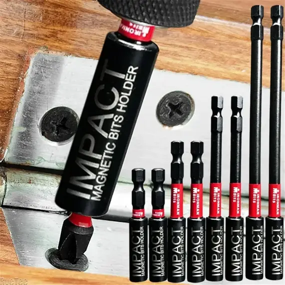 Impact Magnetic Extension Rod Set - 60/75/100/150mm, 1/4" Hexagon Power Drill Bits Holder