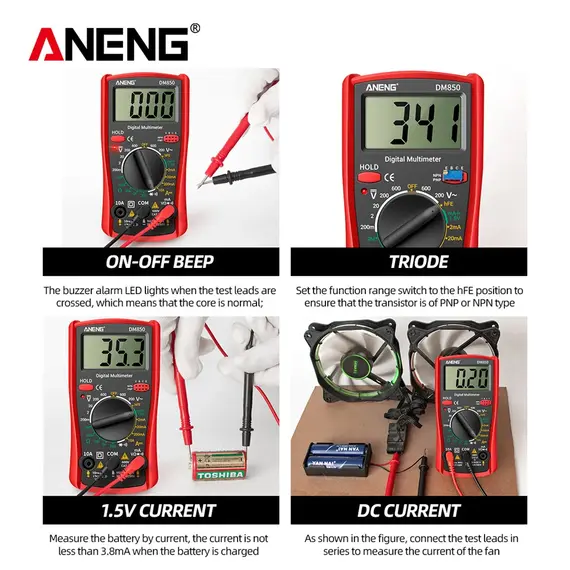 ANENG DM850 Handheld Digital Multimeter Professional Multimetro AC/DC Votage Tester 1999 Counts Ohm Ammeter Electric Tools