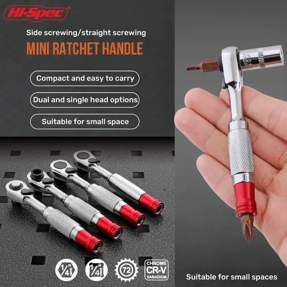 Hi-Spec 1/4 Ratchet Double Head Fast Ratchet Wrench Double-Ended Mini Socket Wrench Set Bicycle Workshop Tool Hand Tools