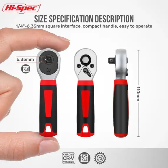 Hi-Spec 1/4 Ratchet Double Head Fast Ratchet Wrench Double-Ended Mini Socket Wrench Set Bicycle Workshop Tool Hand Tools