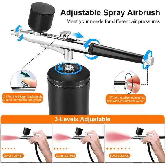 Airbrush with Compressor Portable Airbrush Paint Spray Mini Spray Gun Wireless Air Brush Painting Airbrush Kit with Compressor