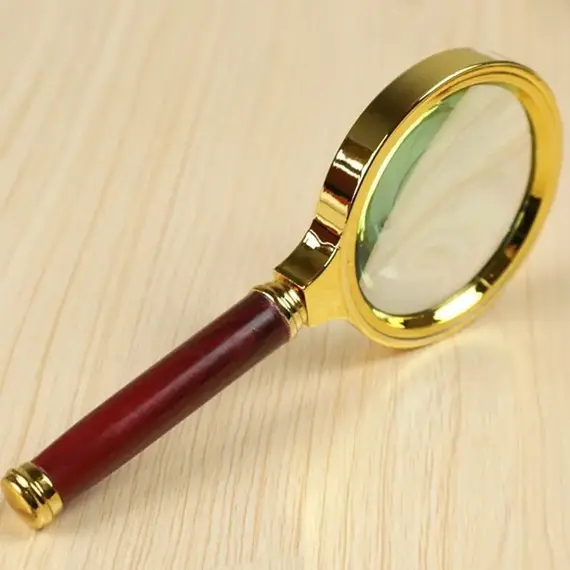 1 Metal Magnifying Glass, 3-5x High-Definition Handheld Magnifying Glass, Suitable for Reading, Science Experiments, Sunlight