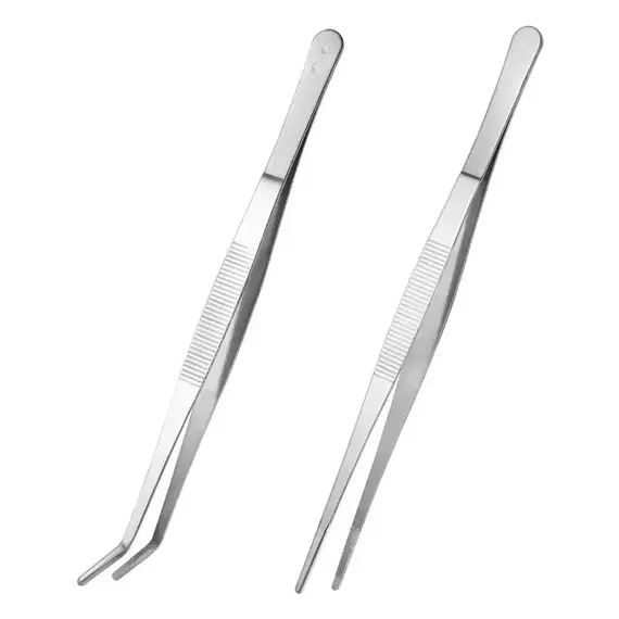 Stainless Multifuctional Steel Elbow Tweezers Aquarium Clip Long Tongs Non-slip Tweezers Forceps Pet Feeding Tools