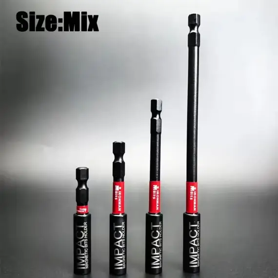 Impact Magnetic Extension Rod Set - 60/75/100/150mm, 1/4" Hexagon Power Drill Bits Holder