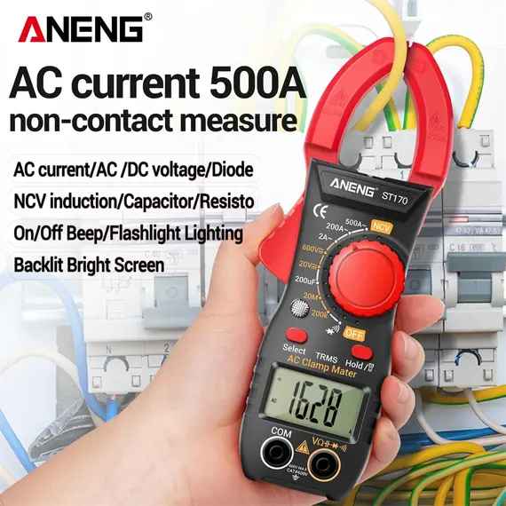 ANENG ST170 Digital Clamp Meter 500A AC Current Multimeter 1999 Counts AC/DC Voltage Tester Hz Capacitance NCV Ohm Diode Test