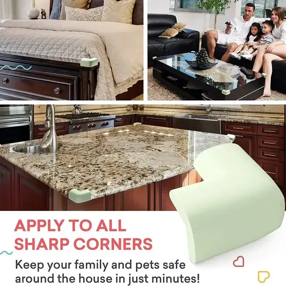 4pcs Soft Baby Proofing Corner Guards - Pre-Taped Table Corner Protector for Child Safety Furniture Bumper & Sharp Edge