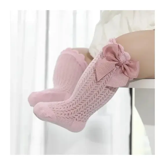 0-24Month Baby Girl Socks Toddler Bow Cotton Summer Mesh Lace Baby Knee Socks Newborn Infant Baby Princess Long Socks 2024 New