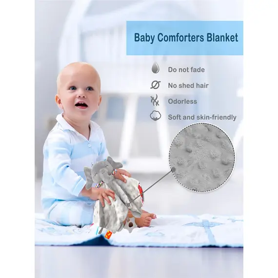 Elephant Baby Comforter Blanket Soft Appease Towel Baby Rattle Animals Toys Soothe Reassure Sleeping Towel Lathe HangingToddler
