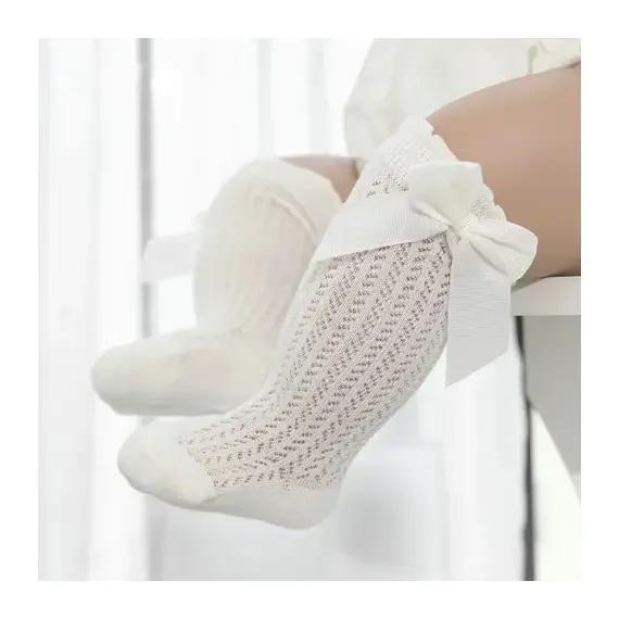 0-24Month Baby Girl Socks Toddler Bow Cotton Summer Mesh Lace Baby Knee Socks Newborn Infant Baby Princess Long Socks 2024 New