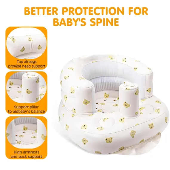 Inflatable Baby Seat for Babies 3-36 Months,Built in Air Pump Children Baby Sofa,Bumbo Seat for Learning to Sit,Feeding,Camping