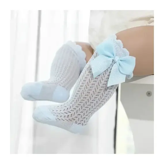 0-24Month Baby Girl Socks Toddler Bow Cotton Summer Mesh Lace Baby Knee Socks Newborn Infant Baby Princess Long Socks 2024 New