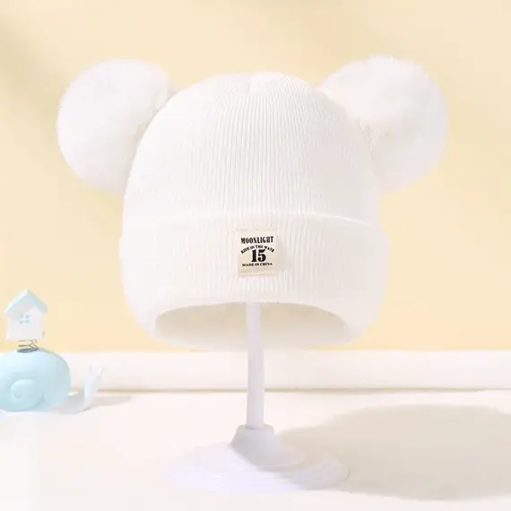 Autumn Winter Baby Warm Knitted Hats With Pom Kids Knit Beanie Hat Solid Color Children Hat For Boys Girls Accessories