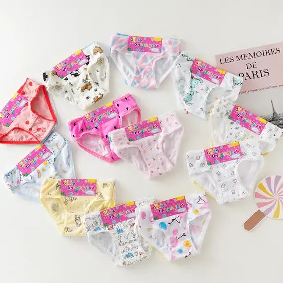 3/6/9/12 Pcs/Lot Cotton Panties Girls Kids Short Briefs Children Underwear Child Cartoon Print Shorts Underpants Lace Panties