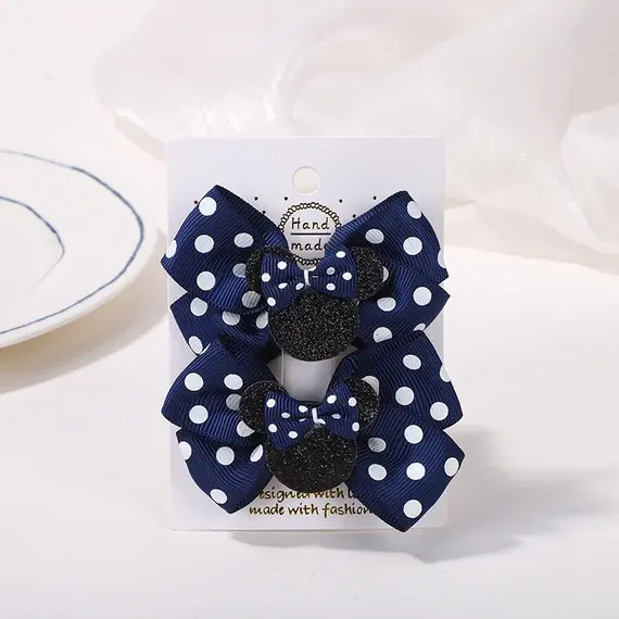 2pcs/Set Grils Lovely Polka Dot Bow Hair Clips for Hair Toddler Cartoon Hairpins Baby Boutique Hair Accessories