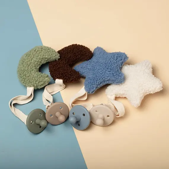 Baby Pacifier Clip Sherpa Star Moon Infant Newborn Pacifier Chain Silicone Nipple Soother Dummy Holder BPA Free Baby Accessory