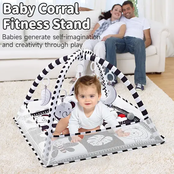 Baby Play Gym Play Mat Children Play Mat Rack Newborn Baby Activity Gym Mat 0-36 Months Tummy Time Crawling Game Blanket Toys