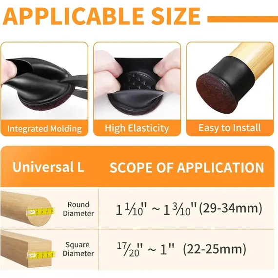 8PCS Chair Leg Floor Protectors Round Silicone Furniture Leg Foot Covers Table Feet Cups For Hardwood Floors Thick Wrap Felt Pad