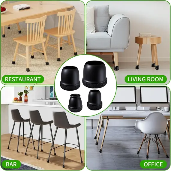 8PCS Chair Leg Floor Protectors Round Silicone Furniture Leg Foot Covers Table Feet Cups For Hardwood Floors Thick Wrap Felt Pad