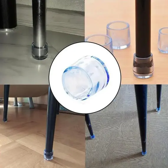16Pcs 16/19/25/30mm Chair Leg Cap Rubber Feet-Protector Pads Non-slip Transparent Table Covers Furniture Leveling Feet Decor