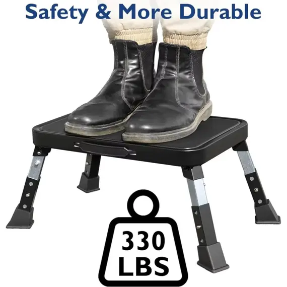Adjustable Folding Stool with Non-Slip Platform and Thick Rubber Feet, Portable Ladder for Office RV Pet Bathroom Bedroom