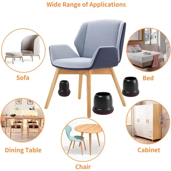 8PCS Chair Leg Floor Protectors Round Silicone Furniture Leg Foot Covers Table Feet Cups For Hardwood Floors Thick Wrap Felt Pad